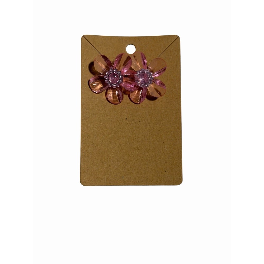 New Novelty Fashion Earrings light pink plastic flower stud